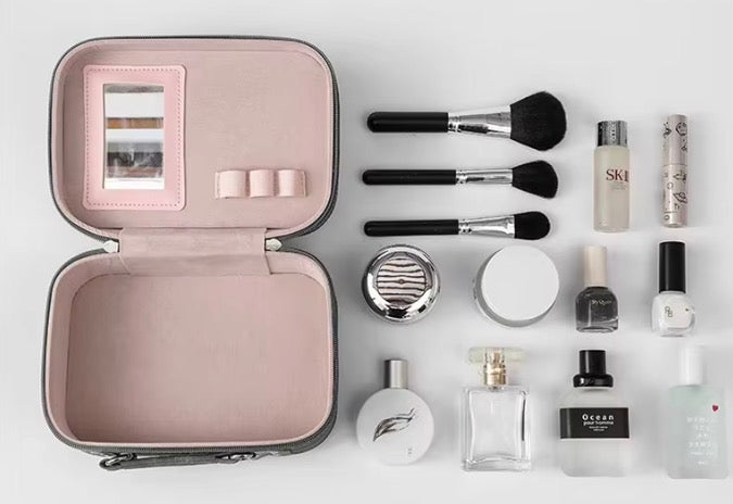 Trousse de maquillage rose - miroir intégré