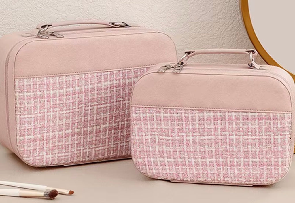 Trousse de maquillage rose - miroir intégré